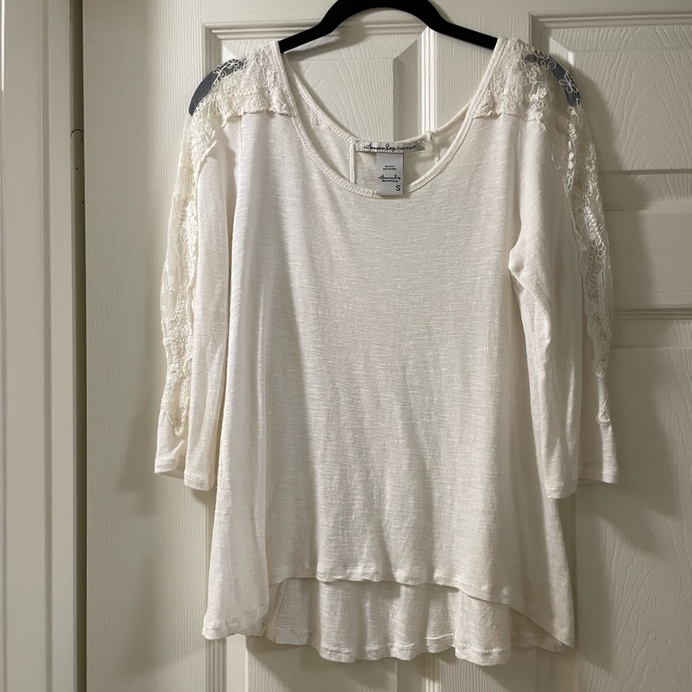 American Rag Off White Top with Lace Details